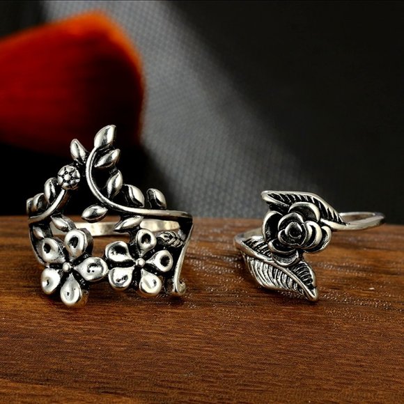 Boho Rose Silver Ring Set - Picture 3 of 3